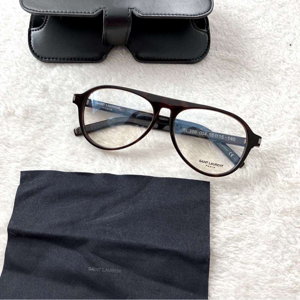 NWB Saint Lauren SL 159 004 Eyeglasses Unisex Tortoise Havana - Picture 2 of 3